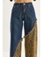 Kadın Asimetrik Leopar Detaylı Wide Leg Denim Pantolon 6