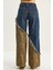 Kadın Asimetrik Leopar Detaylı Wide Leg Denim Pantolon 7