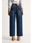 Kadın Baggy Fit Yüksek Bel Düz Paça Denim Pantolon 7