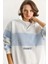 Kadın Yarım Fermuarlı Nakış Detaylı Renk Bloklu Oversize Sweatshirt 1