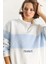 Kadın Yarım Fermuarlı Nakış Detaylı Renk Bloklu Oversize Sweatshirt 3