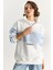Kadın Yarım Fermuarlı Nakış Detaylı Renk Bloklu Oversize Sweatshirt 4