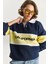 Kadın Polo Yaka Düğmeli California Yazılı Nakış Detaylı Oversize Kadın Sweatshirt 3