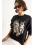 Kadın Bisiklet Yaka Dijital Cowboy Baskılı Salaş Sweatshirt 1