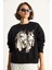 Kadın Bisiklet Yaka Dijital Cowboy Baskılı Salaş Sweatshirt 4