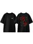 Red Roses Tasarım Sırt Baskılı Pamuk Siyah Oversize T-Shirt 1