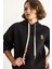 Kadın Nakış Işlemeli Kanguru Cepli Kapüşonlu Şardonlu Salaş Sweatshirt 1