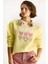 Kadın Bisiklet Yaka Kalp Nakışlı Şardonlu Üç Iplik Sweatshirt 1