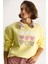 Kadın Bisiklet Yaka Kalp Nakışlı Şardonlu Üç Iplik Sweatshirt 4