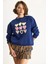 Kadın Bisiklet Yaka Kalp Nakışlı Şardonlu Üç Iplik Sweatshirt 2