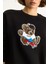 Kadın Teddy Nakış Işlemeli Bisiklet Yaka Salaş Sweatshirt 6
