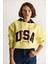 Kadın Usa Işlemeli Şardonlu Kapüşonlu Salaş Sweatshirt 4