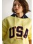 Kadın Usa Işlemeli Şardonlu Kapüşonlu Salaş Sweatshirt 6