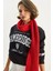 Kadın Bisiklet Yaka Baskılı Üç Iplik Şardonlu Basic Sweatshirt 1