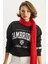 Kadın Bisiklet Yaka Baskılı Üç Iplik Şardonlu Basic Sweatshirt 2