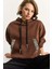 Kadın Kapüşonlu Etnik Şerit Detaylı Kanguru Cepli Şardonlu Sweatshirt 1