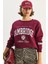 Kadın Bisiklet Yaka Baskılı Üç Iplik Şardonlu Basic Sweatshirt 1