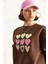 Kadın Bisiklet Yaka Kalp Nakışlı Şardonlu Üç Iplik Sweatshirt 2