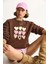Kadın Bisiklet Yaka Kalp Nakışlı Şardonlu Üç Iplik Sweatshirt 4