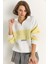 Kadın Yarım Fermuarlı Nakış Detaylı Renk Bloklu Oversize Sweatshirt 3