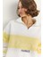 Kadın Yarım Fermuarlı Nakış Detaylı Renk Bloklu Oversize Sweatshirt 6