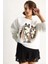 Kadın Bisiklet Yaka Dijital Cowboy Baskılı Salaş Sweatshirt 2