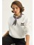 Kadın Fular Detaylı Leopar Nakışlı Üç Iplik Şardonlu Oversize Sweatshirt 1