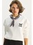 Kadın Fular Detaylı Leopar Nakışlı Üç Iplik Şardonlu Oversize Sweatshirt 4