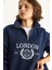 Kadın London Işlemeli Dik Yaka Fermuar Detaylı Şardonlu Oversize Sweatshirt 6