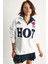 Kadın Fermuarlı Dik Yaka Işlemeli Üç Iplik Şardonlu Oversize Sweatshirt 1