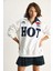 Kadın Fermuarlı Dik Yaka Işlemeli Üç Iplik Şardonlu Oversize Sweatshirt 3
