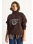 Kadın London Işlemeli Dik Yaka Fermuar Detaylı Şardonlu Oversize Sweatshirt 2