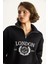 Kadın London Işlemeli Dik Yaka Fermuar Detaylı Şardonlu Oversize Sweatshirt 5