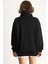 Kadın London Işlemeli Dik Yaka Fermuar Detaylı Şardonlu Oversize Sweatshirt 7
