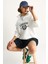 Kadın London Işlemeli Dik Yaka Fermuar Detaylı Şardonlu Oversize Sweatshirt 2