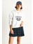 Kadın London Işlemeli Dik Yaka Fermuar Detaylı Şardonlu Oversize Sweatshirt 4