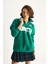 Kadın Nakışlı Yarım Fermuarlı Polo Yaka Şardonlu Oversize Sweatshirt 3