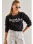 Kadın Baskılı Üç Iplik Crop Sweatshirt 1