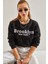 Kadın Baskılı Üç Iplik Crop Sweatshirt 3
