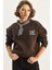 Kadın Fular Detaylı Leopar Nakışlı Üç Iplik Şardonlu Oversize Sweatshirt 3