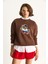 Kadın Teddy Nakış Işlemeli Bisiklet Yaka Salaş Sweatshirt 2