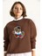 Kadın Teddy Nakış Işlemeli Bisiklet Yaka Salaş Sweatshirt 5
