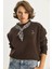 Kadın Fular Detaylı Ceylan Naıkışlı Üç Iplik Şardonlu Oversize Sweatshirt 5