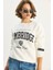 Kadın Bisiklet Yaka Baskılı Üç Iplik Şardonlu Basic Sweatshirt 2