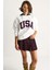 Kadın Usa Işlemeli Şardonlu Kapüşonlu Salaş Sweatshirt 1