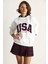 Kadın Usa Işlemeli Şardonlu Kapüşonlu Salaş Sweatshirt 5