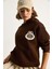 Kadın Nakış Işlemeli Kapüşonlu Kanguru Cepli Sweatshirt 3
