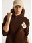 Kadın Nakış Işlemeli Kapüşonlu Kanguru Cepli Sweatshirt 5