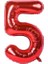 5 Rakamı Kırmızı Folyo Balon 16 Inch 40 cm 1