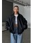 Kadın Oversize Deri Ceket– Oversize Relax Fit, Fermuarlı Kemer Detaylı Günlük Kadın Ceket 1